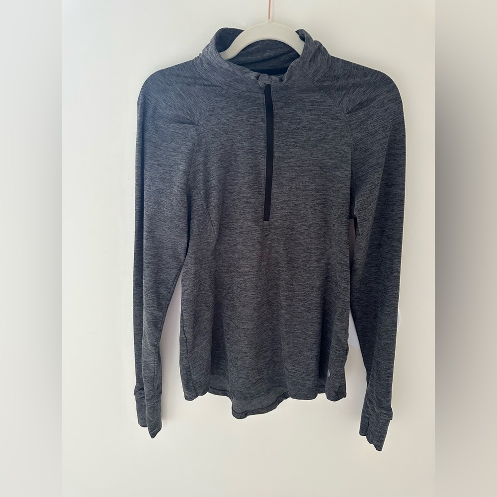 Apana Charcoal Long Sleeve Half Zip Lightweight Athleisure Top